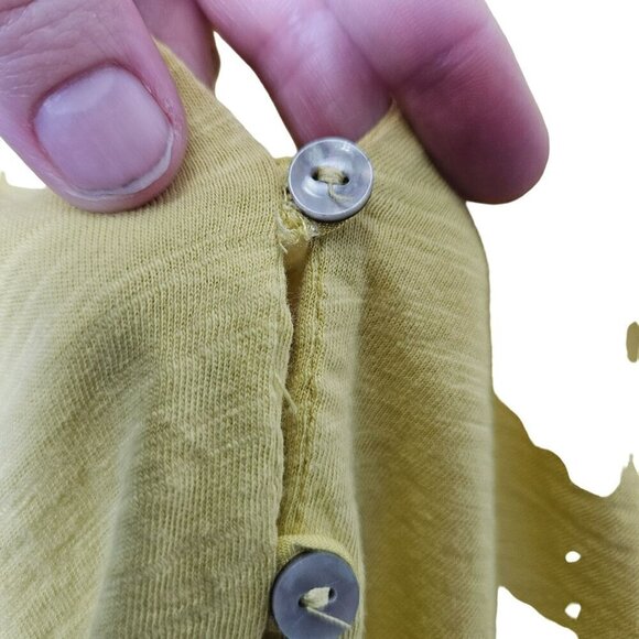 Fresh Produce Yellow Top‎ Mulitmedia Gauzy Back Button Detail Cotton Viscose XL - Picture 12 of 15